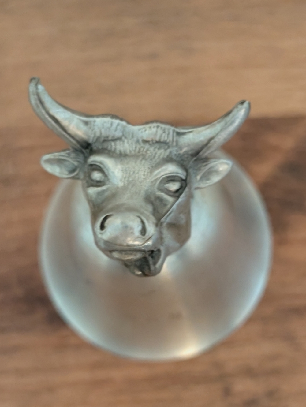 1970's Towle Pewter Hand Engraved Bull Longhorn Head‎ Stirrup Cup Shot Glass